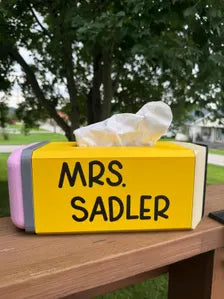 Personalized Pencil Tissue Box Holder, Teacher Classroom Decor, Custom Teacher Name Gift, Long Tissue Box Cover, Back to School Gift