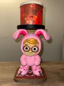 Pink Bunny Suit Candle Holder | Christmas Movie Inspired Decor | Funny Holiday Candle Holder | 3D Printed Christmas Gift