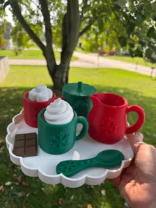 3D Printed Hot Chocolate Play Set for Kids | Pretend Hot Cocoa Set | Christmas Play Food | Winter Sensory Play | Kids Gift